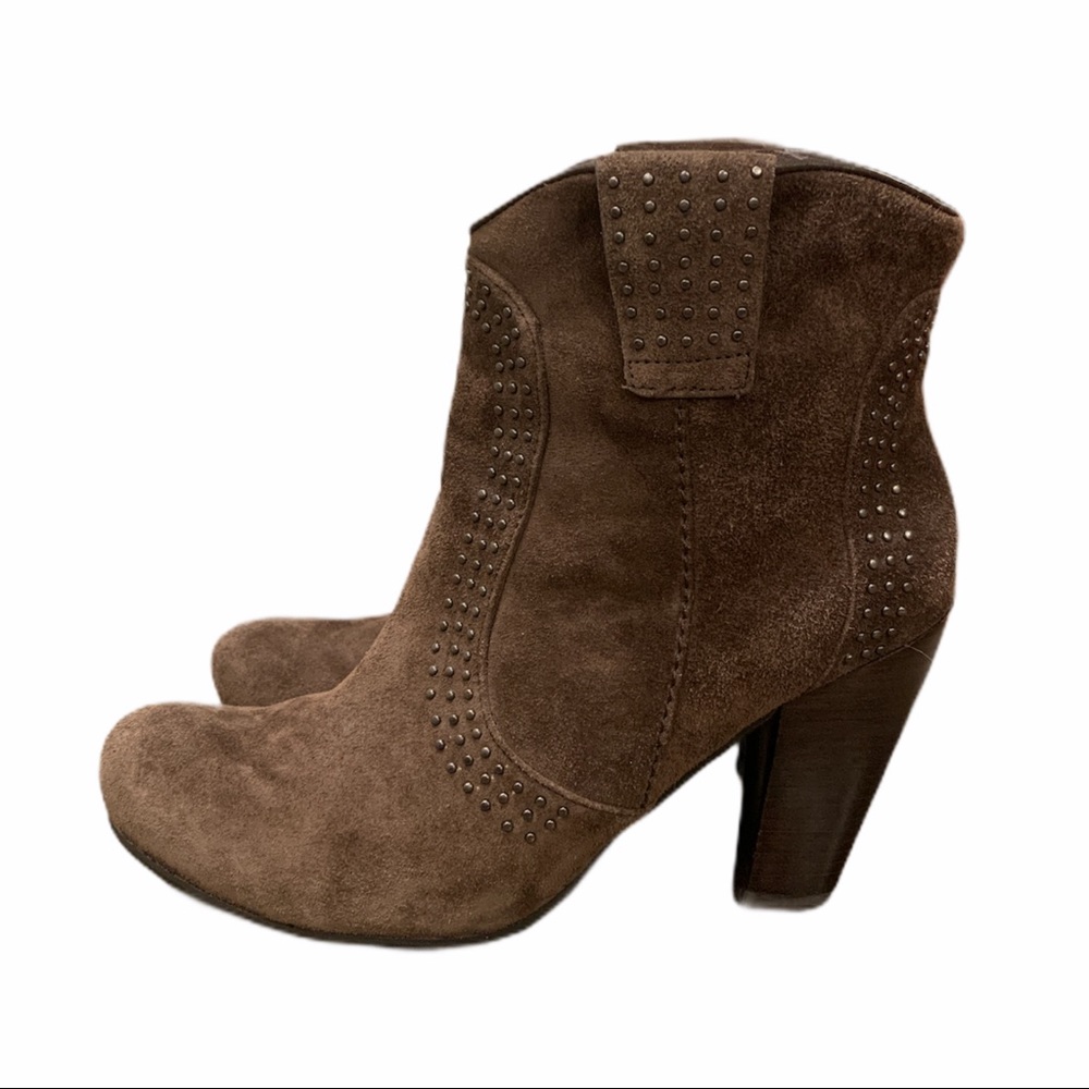 Suede Studded Heel Booties
